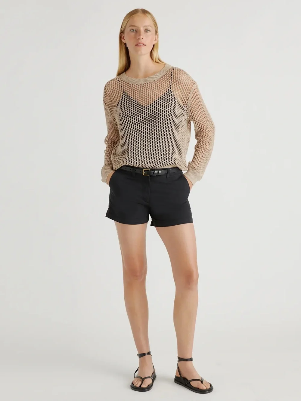 Quince Organic Stretch Cotton Chino Shorts Black Size 4